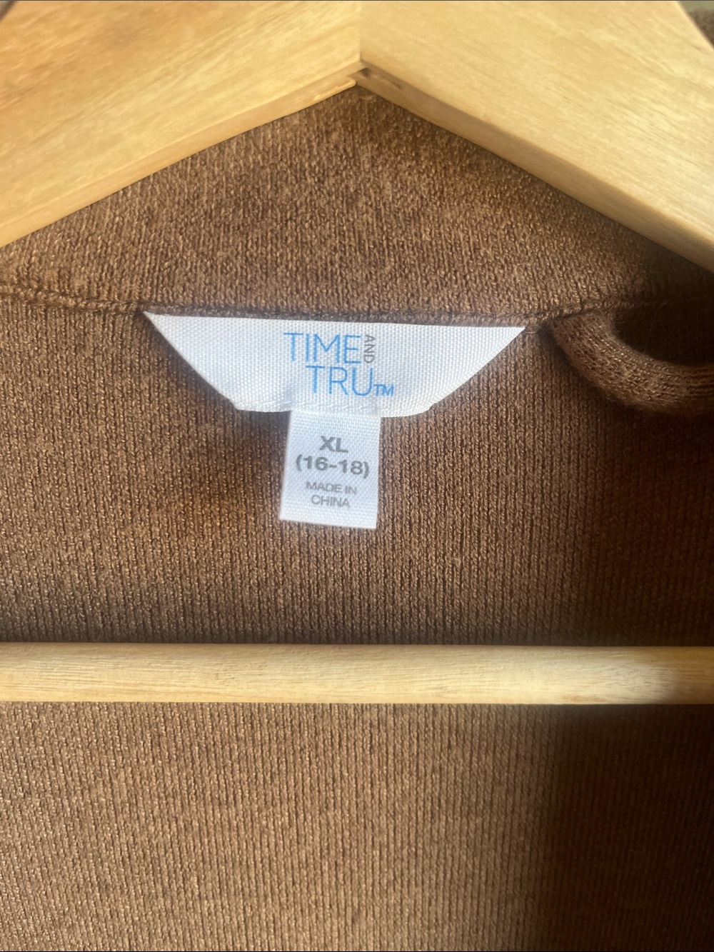 Time and Tru Long Open-Front Cardigan in Camel Brown - Picture 2 of 6